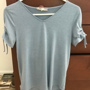 Pink republic blue shirt with cinched sleeves